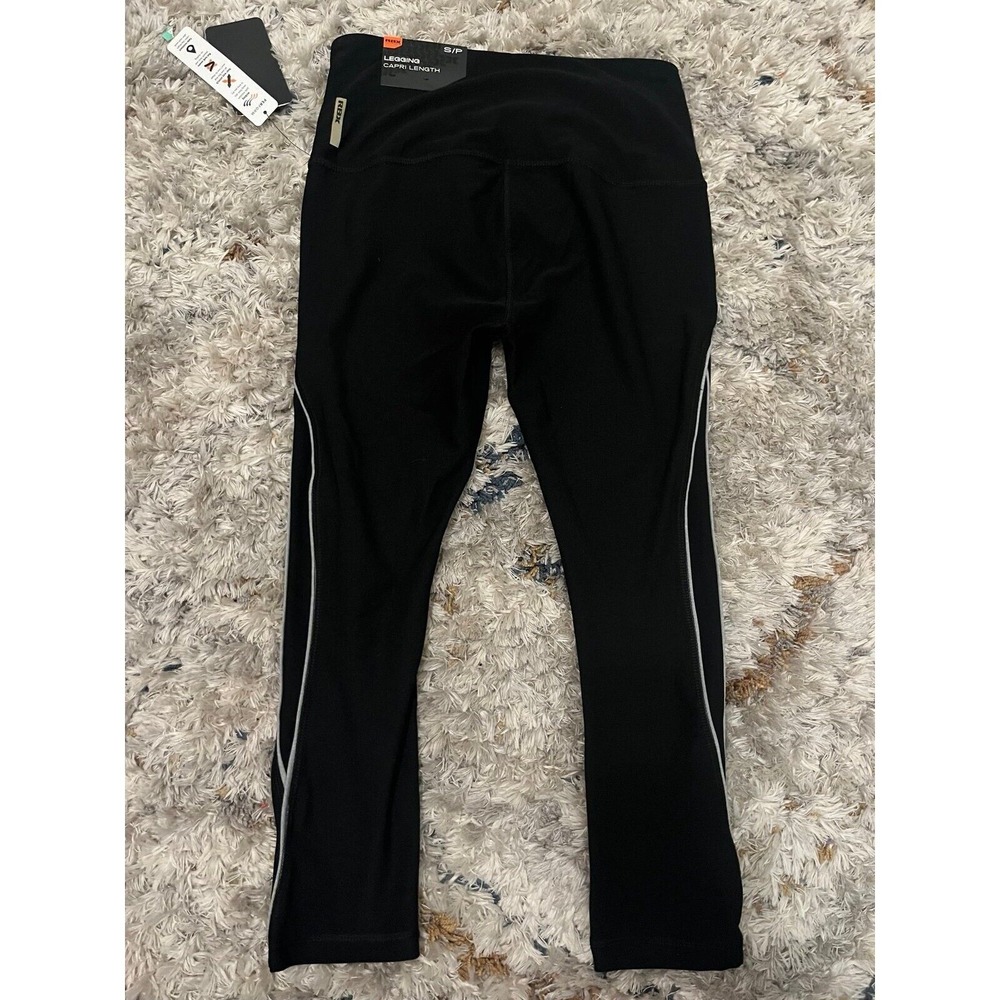 RBX Capri Leggings Black NWT Size S White‎ Stripe Zipper Pocket